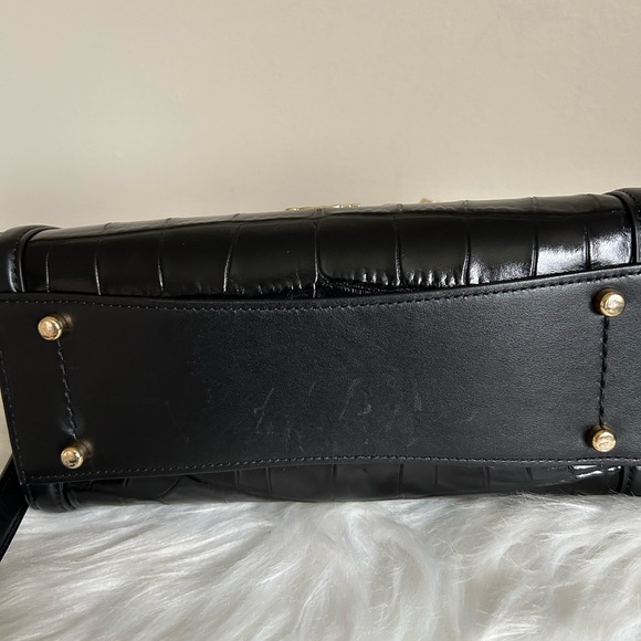 Coach Small Zoe Carryall Black Croc-Embossed Satchel - Picture 3 of 7